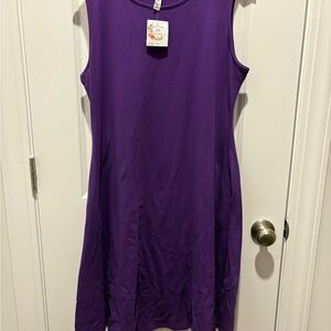 Zenana Outfitters Sleeveless Purple Knit A-Line Dress